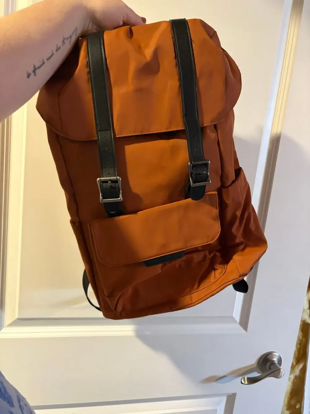 Open Story Fitted Flap Backpack in the color Amber Brown